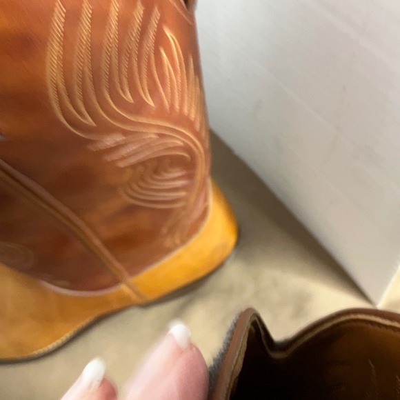 Laredo Men's 12 EE Cowboy Boots Tan Brown Leather Western Round Toe Classic - Picture 9 of 15